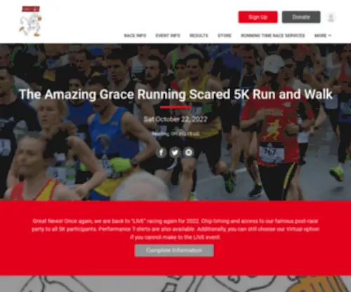 Runningscared5K.org(The Amazing Grace Running Scared 5K Run and Walk) Screenshot
