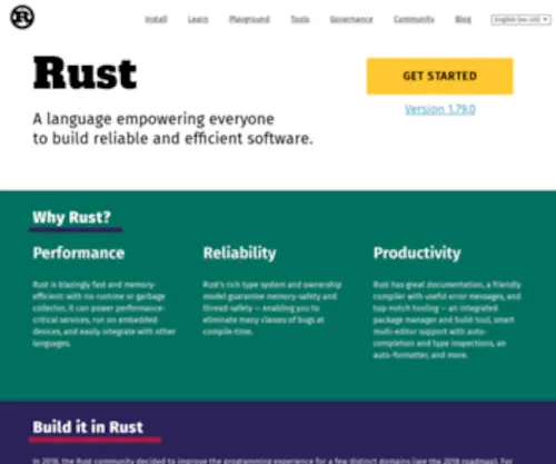 Rust-Lang.org(Rust Programming Language) Screenshot
