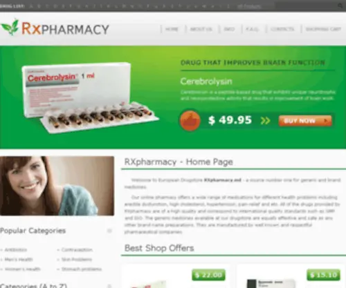 RXpharmacy.md(European Drugstore online) Screenshot