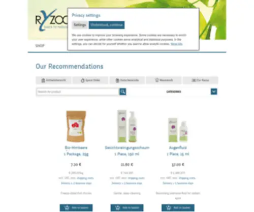 Ryzoom.com(Natürliche Produkte / Naturprodukte von RyZoom) Screenshot