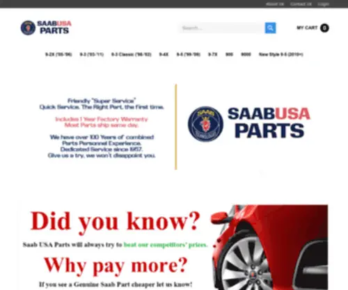 Saabusaparts.com(Saab USA Parts) Screenshot