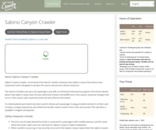 Sabinocanyoncrawler.com(The Sabino Canyon Crawler and Bear Canyon/Seven Falls Trailhead service) Screenshot