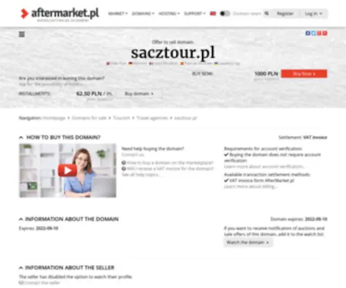 Sacztour.pl(Cena domeny: 2500 PLN (do negocjacji)) Screenshot