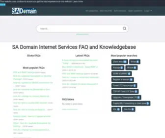 SaDomain.support(SA Domain Internet Services FAQ and Knowledgebase) Screenshot