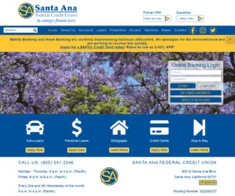 Safcu.org(Santa Ana Federal Credit Union) Screenshot