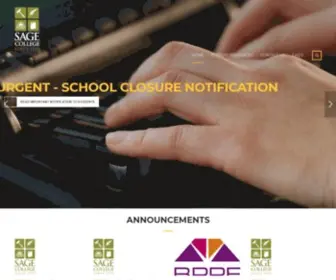Sagecollege.edu(Sage College School Closure Notification) Screenshot