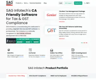Saginfotech.com(Sag infotech offers multiple ca software for tax professionals (income tax + tds + xbrl)) Screenshot