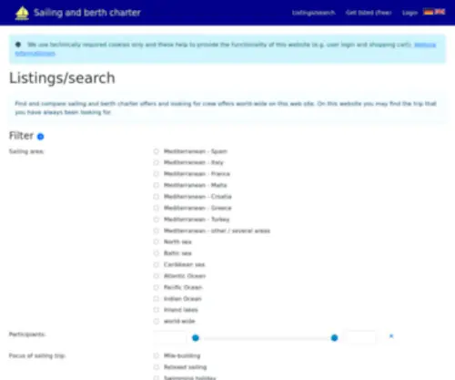 SailingVacations24.com(Sailing and cabin/berth charter portal) Screenshot