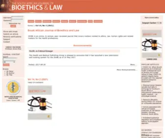 SajBl.org.za(South African Journal of Bioethics and Law) Screenshot