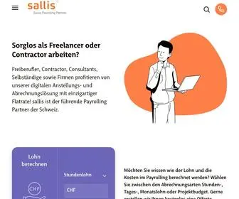 Sallis.ch( der führende Payrolling Spezialist für Freelancer) Screenshot