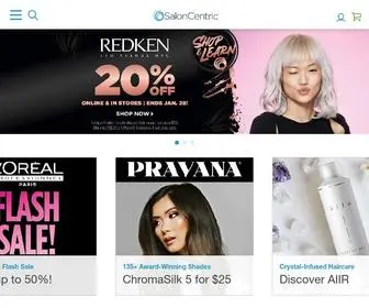 Saloncentric.com(Premier Wholesale Salon & Beauty Supply Distributor) Screenshot