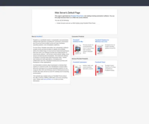 Saltohospitality.com(Default Parallels Plesk Panel Page) Screenshot