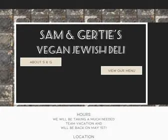 Samandgerties.com(Sam & Gertie's Vegan Jewish Deli) Screenshot