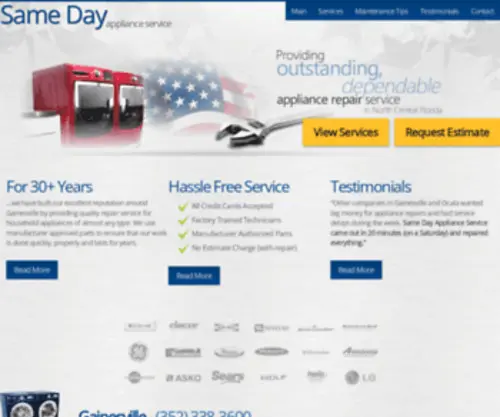 Samedayrepairgainesville.com(Same Day Appliance Services) Screenshot