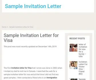 Sampleinvitationletter.info(Sample Invitation Letters for Visa Application to Various Countries) Screenshot