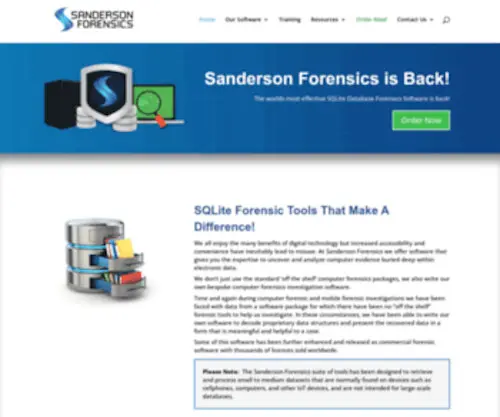 Sandersonforensics.com(SQLite Forensic Tools by Sanderson Forensics) Screenshot