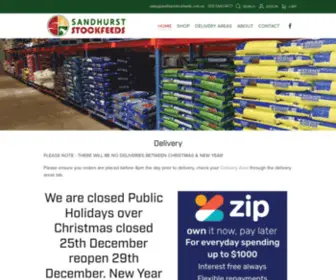 Sandhurststockfeeds.com.au(Sandhurst Stockfeeds and Pet Food Bendigo) Screenshot