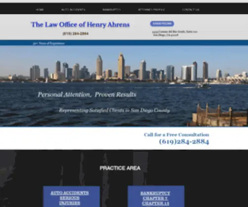 Sandiego-Caraccidentattorney.com(The Law Office of Henry Ahrens) Screenshot