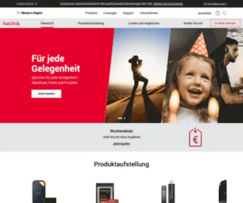 Sandisk.de(Der weltweit führende Anbieter von Flash) Screenshot