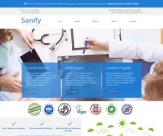 Sanify.org.uk(Sanify's products are tested and certified to kill 99.99% of bacteria and viruses including) Screenshot