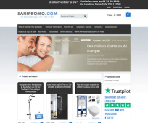 Sanipromo.com(N°1 des parois de douches en verre et de la salle de bain de marque. 12000m2 de stock) Screenshot