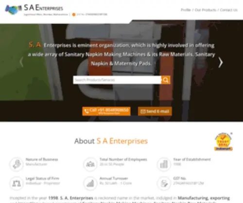 Sanitarynapkinmachines.in(S A Enterprises) Screenshot