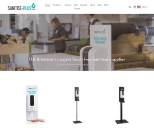 Sanitise-Plus.com(Touch Free Wall Mounted and Floorstanding Automatic Hand Sanitisers) Screenshot