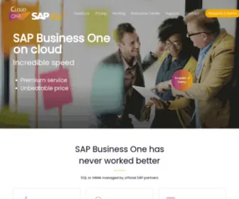 Sapcloudone.com(Run your SAP business one fast on a cloud. Managed SAP Business One cloud including SQL and HANA) Screenshot