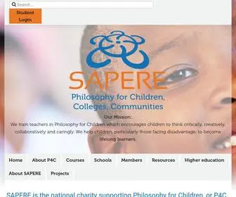 Sapere.org.uk(SAPERE promotes Philosophy for Children throughout the UK. SAPERE) Screenshot
