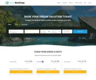 Sarahbookings.com(Save Up to 60% On Flights & Hotels) Screenshot