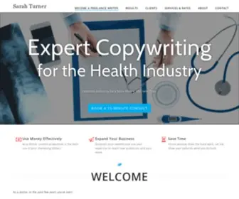 Sarahturneragency.com(Expert copywriting for the medical and health & wellness industries. My name) Screenshot