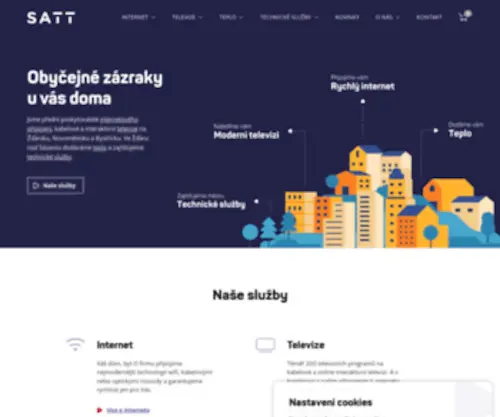 Satt.cz(SATT, a.s. – vysokorychlostní internet, kabelová televize, telefon po internetu, tepelné hospodářství) Screenshot