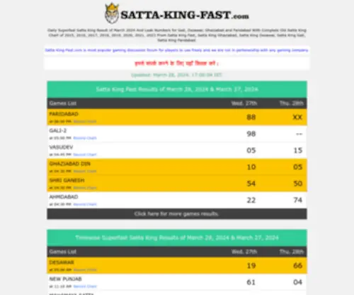 Satta King 21 Chart And Result Of February 22 For Gali Satta King Fast Com At Statscrop