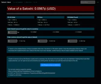 Satval.com(What's the value of one satoshi in US Dollar) Screenshot