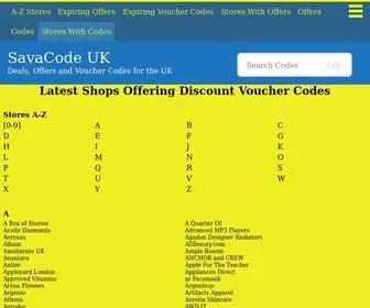 Savacode.co.uk(Deals, Offers and Voucher Codes for the UK) Screenshot