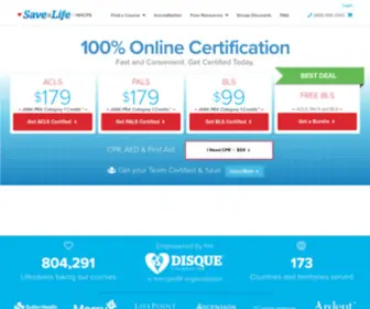 Savealife.com(Save a Life Certifications By NHCPS) Screenshot