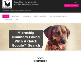 Savethislife.com(Save this life microchip and pet recovery system) Screenshot