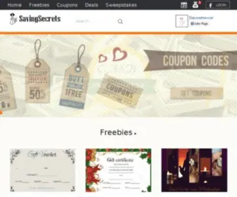 Savingsecrets.com(Freebies, Free Samples, Coupons, Deals & Sweepstakes) Screenshot