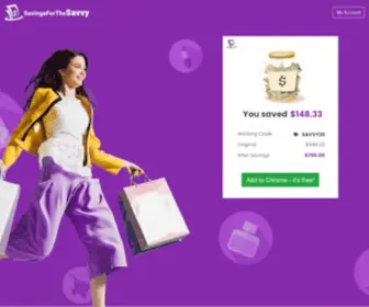 Savingsforthesavvy.com(Stop wasting money SavingsForTheSavvy finds you the best discount codes) Screenshot