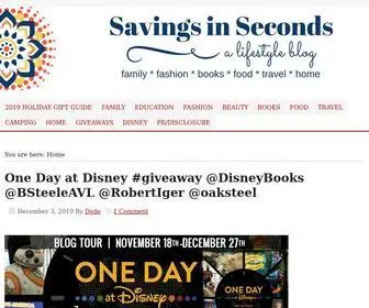 Savingsinseconds.com(A family lifestyle blog) Screenshot
