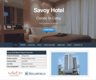 Savoyhotelmactan.com(Savoy Hotel developed by Megaworld) Screenshot