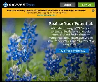 Savvastexas.com(Savvas Realize™) Screenshot