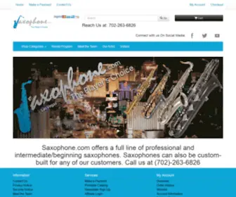 Saxaphones.com(Soprano, alto, tenor and baritone saxophones, saxophone reeds and accessories) Screenshot