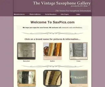 Saxpics.com(The Vintage Saxophone Gallery) Screenshot