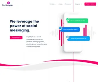 Saysimple.com(Social Messaging Automation for Conversational Excellence) Screenshot