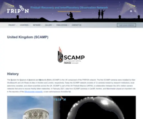 Scamp.org.uk(Fireball Recovery and InterPlanetary Observation Network) Screenshot