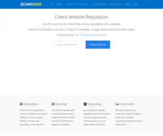 Scamvoid.net(Check if a Website is Legitimate or Scam) Screenshot