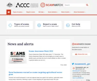 Scamwatch.gov.au(Scamwatch is a website run by the Australian Competition and Consumer Commission (ACCC)) Screenshot