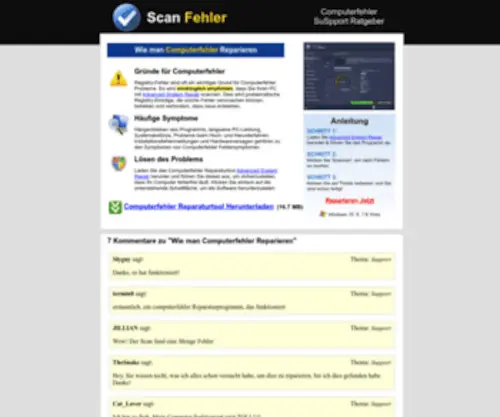 Scanfehler.com(Wie man Computerfehler Repariert) Screenshot