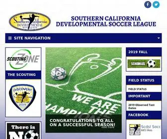 SCDSlsoccer.com(Southern California Developmental Soccer League) Screenshot